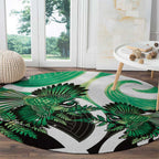 Piwakawaka New Zealand Matariki Round Carpet Maori New Year Silver Fern Green Galaxy