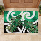Piwakawaka New Zealand Matariki Rubber Doormat Maori New Year Silver Fern Green Galaxy