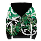 Piwakawaka New Zealand Matariki Sherpa Hoodie Maori New Year Silver Fern Green Galaxy