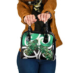 Piwakawaka New Zealand Matariki Shoulder Handbag Maori New Year Silver Fern Green Galaxy