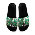 Piwakawaka New Zealand Matariki Slide Sandals Maori New Year Silver Fern Green Galaxy