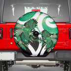 Piwakawaka New Zealand Matariki Spare Tire Cover Maori New Year Silver Fern Green Galaxy