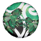 Piwakawaka New Zealand Matariki Spare Tire Cover Maori New Year Silver Fern Green Galaxy