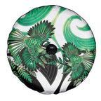 Piwakawaka New Zealand Matariki Spare Tire Cover Maori New Year Silver Fern Green Galaxy
