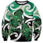 Piwakawaka New Zealand Matariki Sweatshirt Maori New Year Silver Fern Green Galaxy
