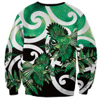 Piwakawaka New Zealand Matariki Sweatshirt Maori New Year Silver Fern Green Galaxy