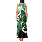 Piwakawaka New Zealand Matariki Tank Maxi Dress Maori New Year Silver Fern Green Galaxy
