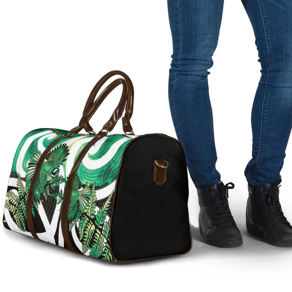 Piwakawaka New Zealand Matariki Travel Bag Maori New Year Silver Fern Green Galaxy