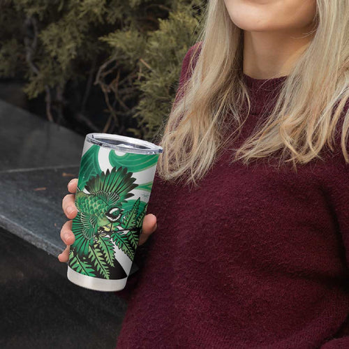 Piwakawaka New Zealand Matariki Tumbler Cup Maori New Year Silver Fern Green Galaxy