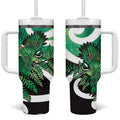 Piwakawaka New Zealand Matariki Tumbler With Handle Maori New Year Silver Fern Green Galaxy