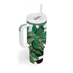 Piwakawaka New Zealand Matariki Tumbler With Handle Maori New Year Silver Fern Green Galaxy
