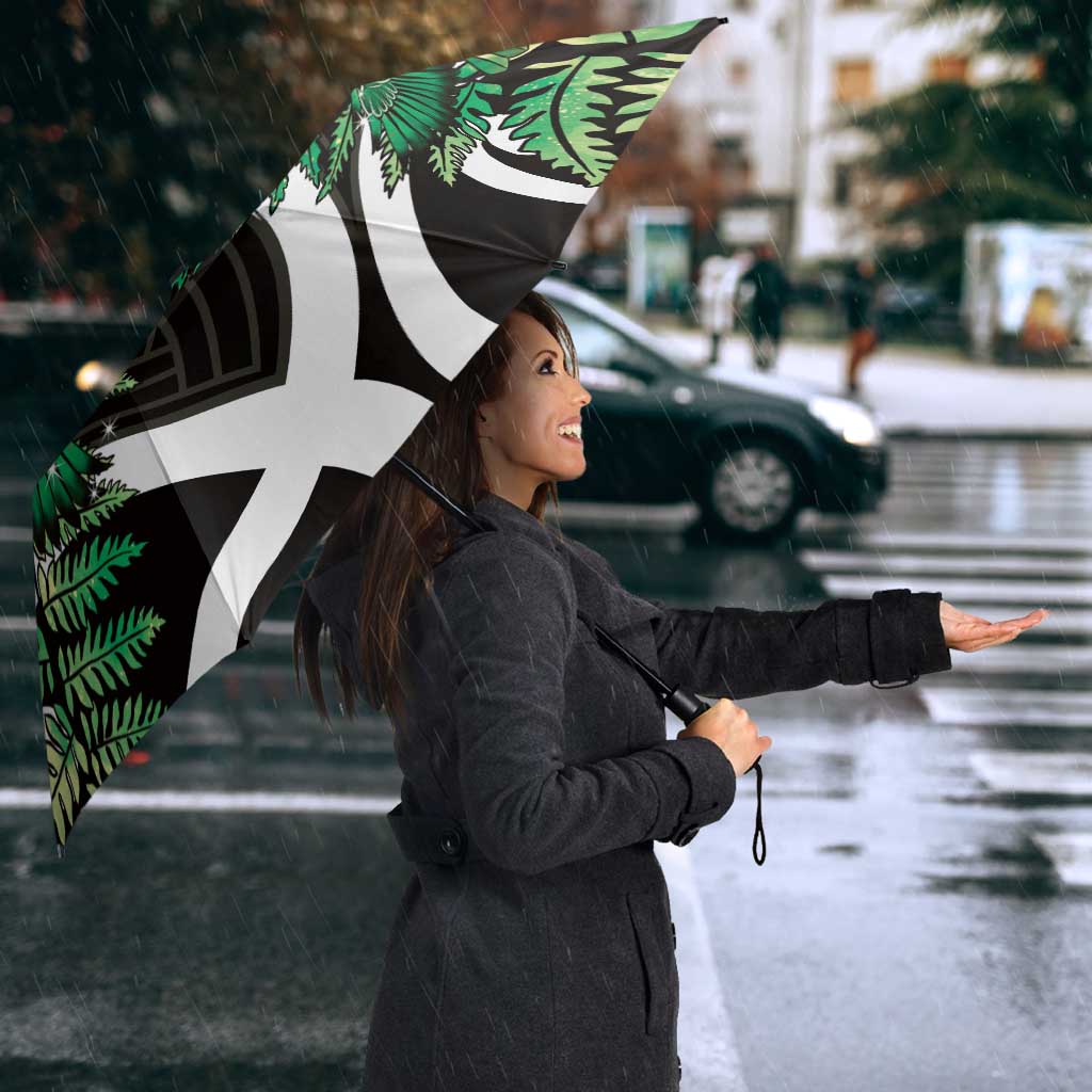 Piwakawaka New Zealand Matariki Umbrella Maori New Year Silver Fern Green Galaxy