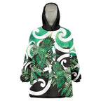 Piwakawaka New Zealand Matariki Wearable Blanket Hoodie Maori New Year Silver Fern Green Galaxy