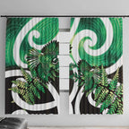 Piwakawaka New Zealand Matariki Window Curtain Maori New Year Silver Fern Green Galaxy
