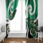 Piwakawaka New Zealand Matariki Window Curtain Maori New Year Silver Fern Green Galaxy