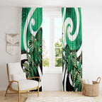 Piwakawaka New Zealand Matariki Window Curtain Maori New Year Silver Fern Green Galaxy