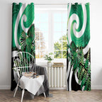 Piwakawaka New Zealand Matariki Window Curtain Maori New Year Silver Fern Green Galaxy