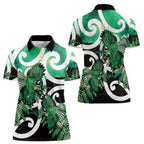 Piwakawaka New Zealand Matariki Women Polo Shirt Maori New Year Silver Fern Green Galaxy