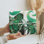 Piwakawaka New Zealand Matariki Wrapping Paper Maori New Year Silver Fern Green Galaxy