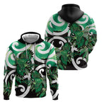 Piwakawaka New Zealand Matariki Zip Hoodie Maori New Year Silver Fern Green Galaxy