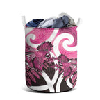 Piwakawaka New Zealand Matariki Laundry Basket Maori New Year Silver Fern Pink Galaxy
