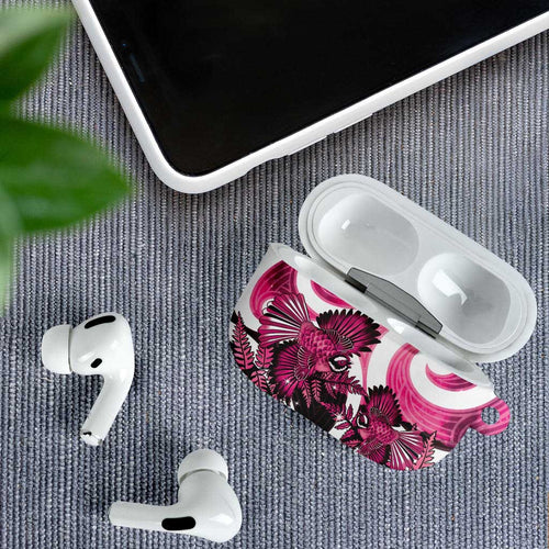 Piwakawaka New Zealand Matariki AirPods Case Maori New Year Silver Fern Pink Galaxy