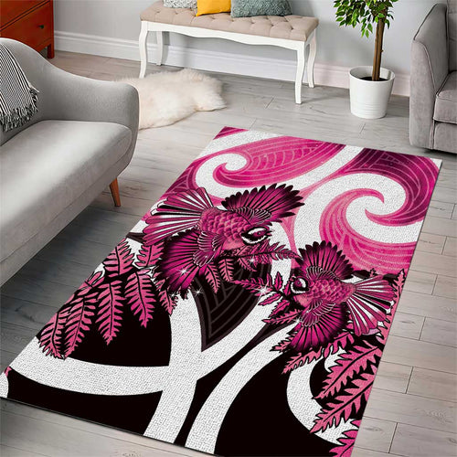 Piwakawaka New Zealand Matariki Area Rug Maori New Year Silver Fern Pink Galaxy