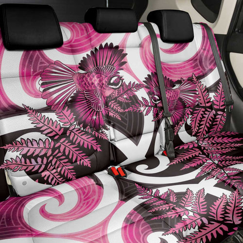 Piwakawaka New Zealand Matariki Back Car Seat Cover Maori New Year Silver Fern Pink Galaxy