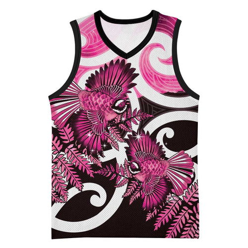Piwakawaka New Zealand Matariki Basketball Jersey Maori New Year Silver Fern Pink Galaxy