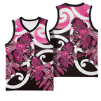 Piwakawaka New Zealand Matariki Basketball Jersey Maori New Year Silver Fern Pink Galaxy