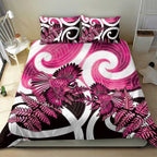 Piwakawaka New Zealand Matariki Bedding Set Maori New Year Silver Fern Pink Galaxy