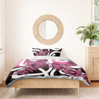 Piwakawaka New Zealand Matariki Bedding Set Maori New Year Silver Fern Pink Galaxy