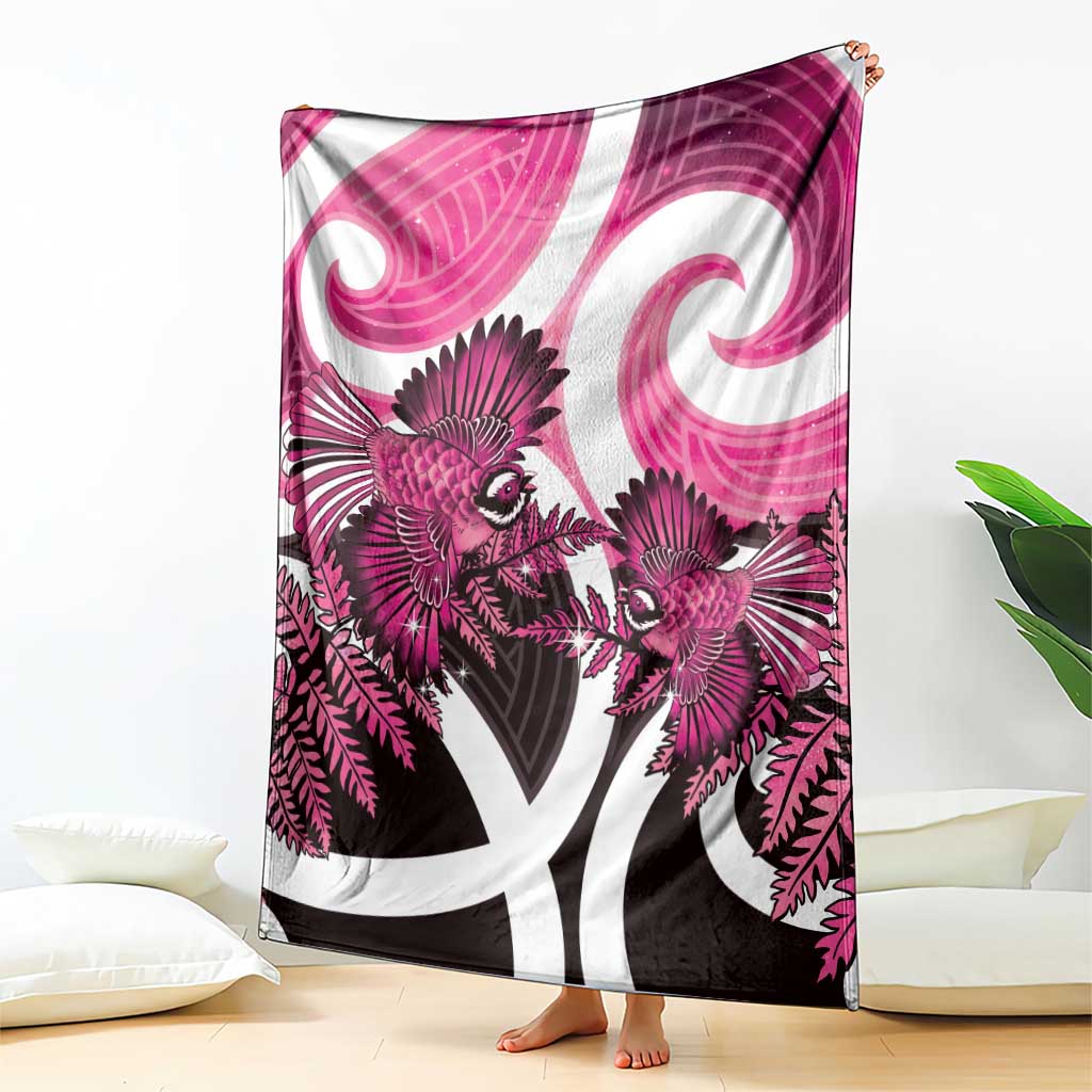 Piwakawaka New Zealand Matariki Blanket Maori New Year Silver Fern Pink Galaxy