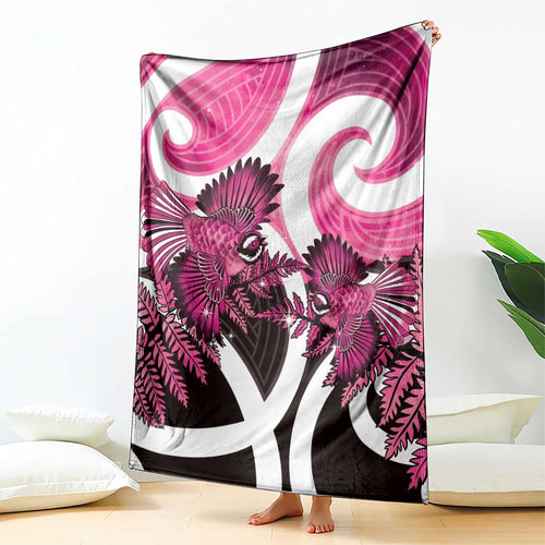 Piwakawaka New Zealand Matariki Blanket Maori New Year Silver Fern Pink Galaxy