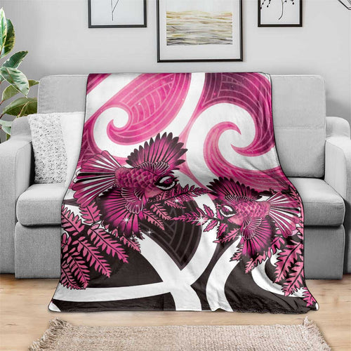 Piwakawaka New Zealand Matariki Blanket Maori New Year Silver Fern Pink Galaxy