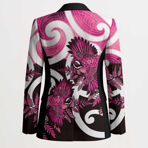 Piwakawaka New Zealand Matariki Blazer Maori New Year Silver Fern Pink Galaxy