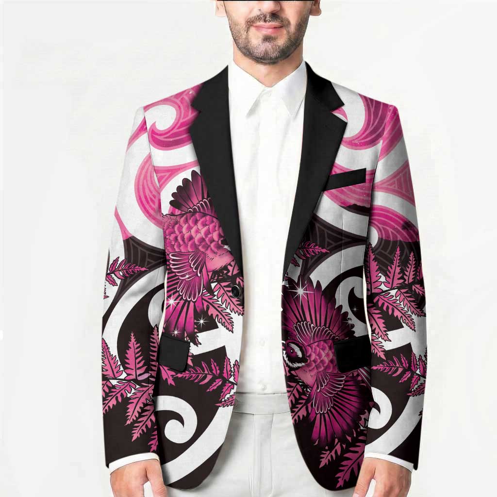 Piwakawaka New Zealand Matariki Blazer Maori New Year Silver Fern Pink Galaxy