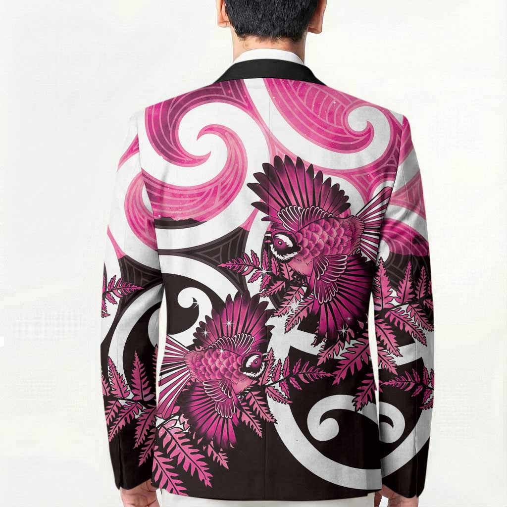 Piwakawaka New Zealand Matariki Blazer Maori New Year Silver Fern Pink Galaxy