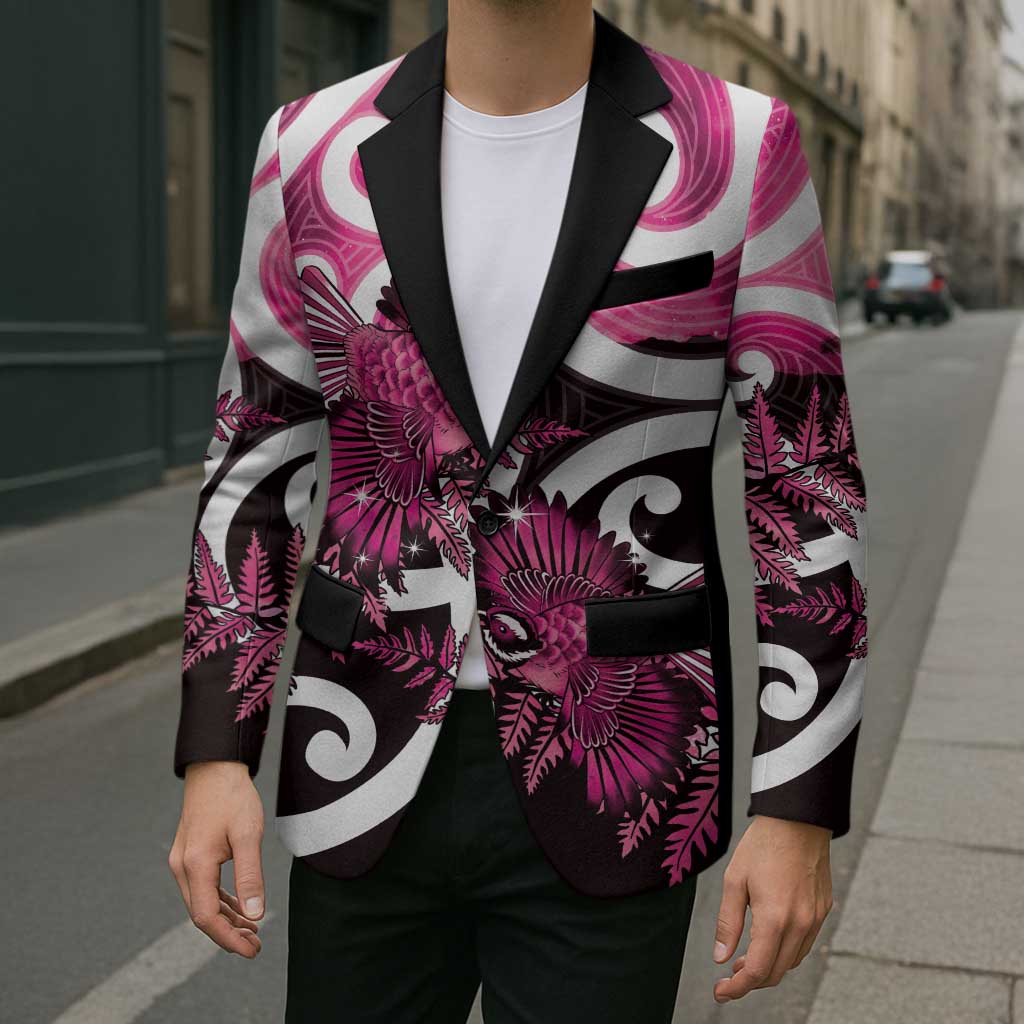 Piwakawaka New Zealand Matariki Blazer Maori New Year Silver Fern Pink Galaxy
