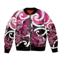Piwakawaka New Zealand Matariki Bomber Jacket Maori New Year Silver Fern Pink Galaxy