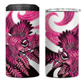 Piwakawaka New Zealand Matariki 4 in 1 Can Cooler Tumbler Maori New Year Silver Fern Pink Galaxy