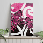Piwakawaka New Zealand Matariki Canvas Wall Art Maori New Year Silver Fern Pink Galaxy