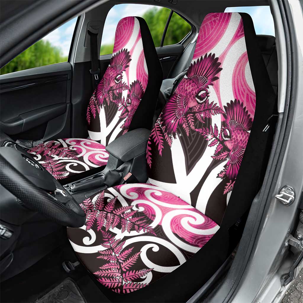 Piwakawaka New Zealand Matariki Car Seat Cover Maori New Year Silver Fern Pink Galaxy