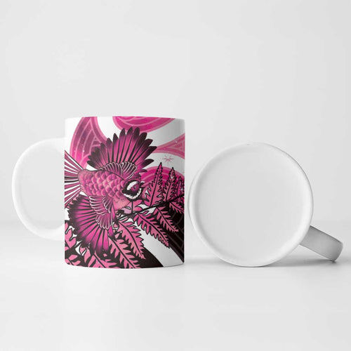 Piwakawaka New Zealand Matariki Ceramic Mug Maori New Year Silver Fern Pink Galaxy