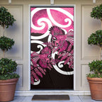 Piwakawaka New Zealand Matariki Door Cover Maori New Year Silver Fern Pink Galaxy
