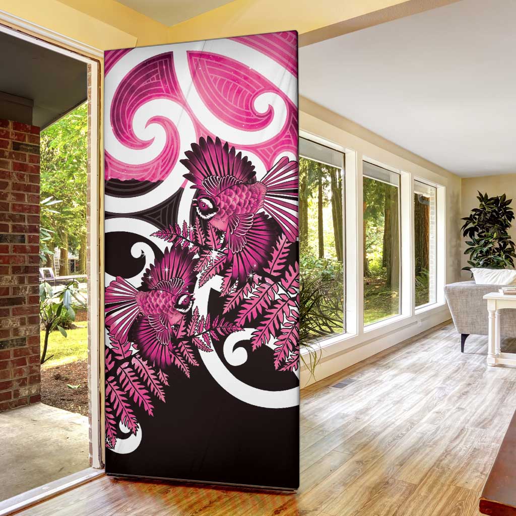 Piwakawaka New Zealand Matariki Door Cover Maori New Year Silver Fern Pink Galaxy
