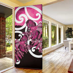 Piwakawaka New Zealand Matariki Door Cover Maori New Year Silver Fern Pink Galaxy