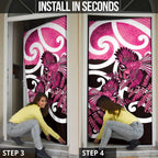 Piwakawaka New Zealand Matariki Door Cover Maori New Year Silver Fern Pink Galaxy