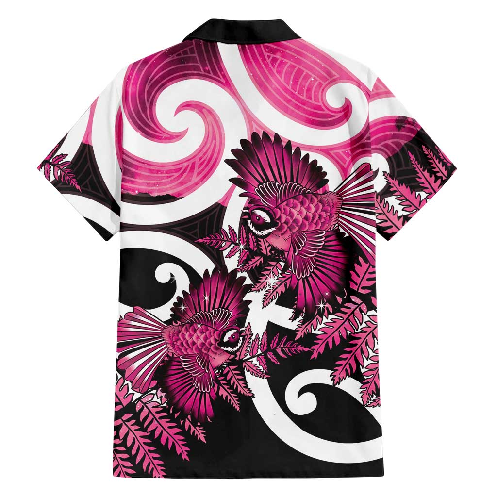 Piwakawaka New Zealand Matariki Family Matching Mermaid Dress and Hawaiian Shirt Maori New Year Silver Fern Pink Galaxy