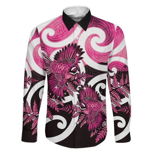 Piwakawaka New Zealand Matariki Family Matching Mermaid Dress and Hawaiian Shirt Maori New Year Silver Fern Pink Galaxy